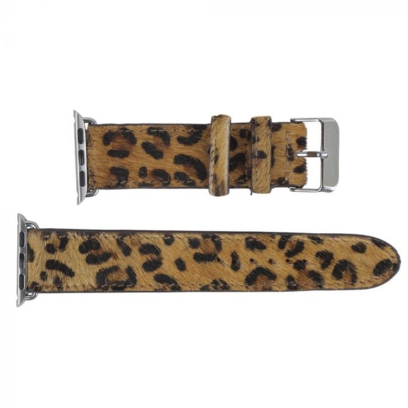 Genuine cowhide leopard cheetah leather watch band boho western brown black.new - Picture 4 of 4